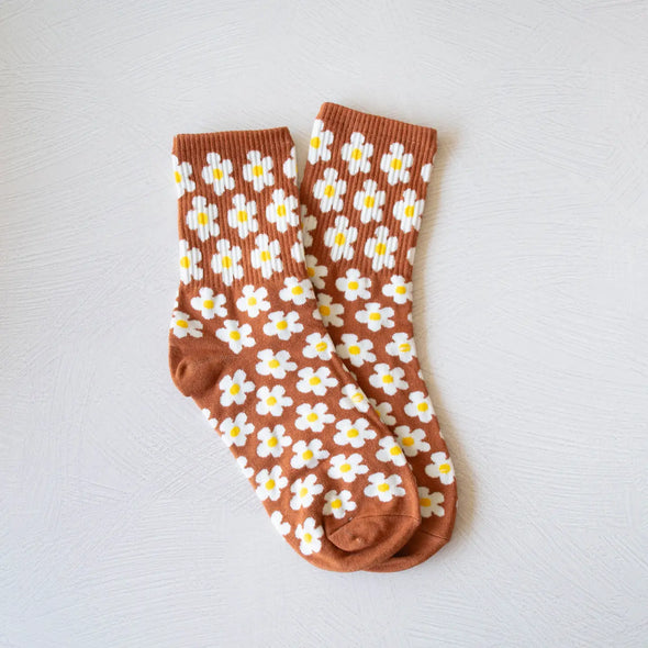 Rust Daisy Socks