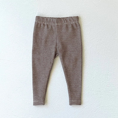 Jersey Stretch Baby Legging Pants in Dark Brown Stripe