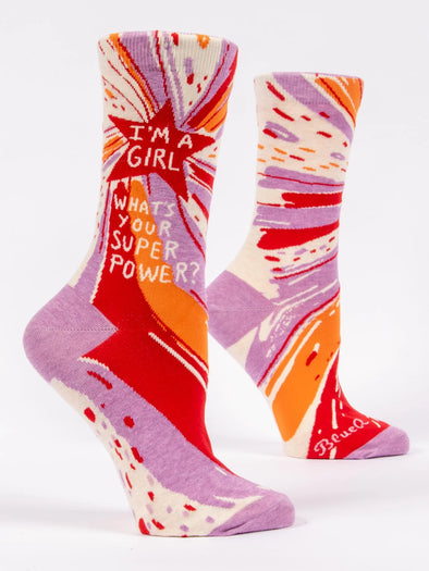 I'm A Girl, What's Your Superpower? Crew Socks