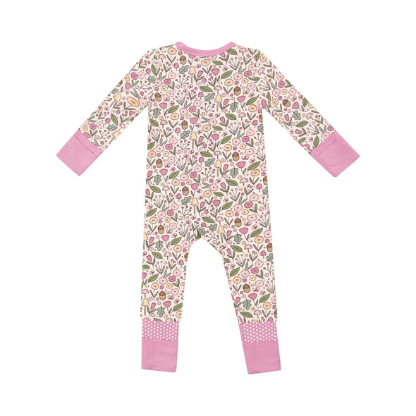 Acorn Floral Two Way Zipper Romper