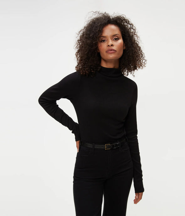 Janine Mock Neck Top in Black