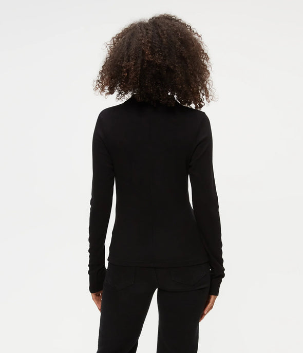 Janine Mock Neck Top in Black