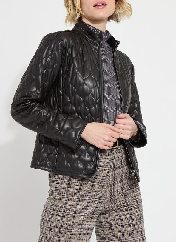 Quilted Vegan Leather Jacket in Black