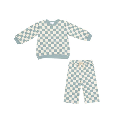 Sweatshirt & Sweatpant Set in Checkerboard Grey Mist