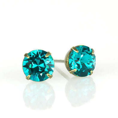 Simple Crystal Stud Earring - Brass - 6mm (BLZ)