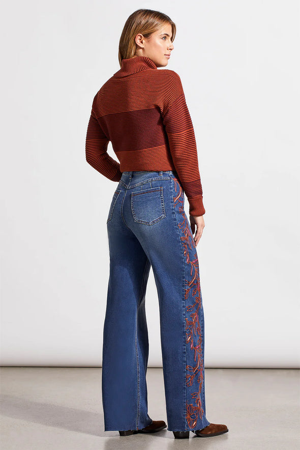 Brooke High Rise Jeans with Embroidery in Bluewash