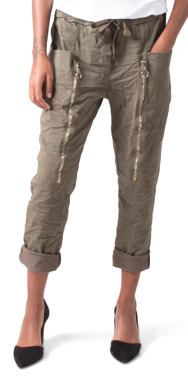 Lucia Tie Waist Pants in Olive