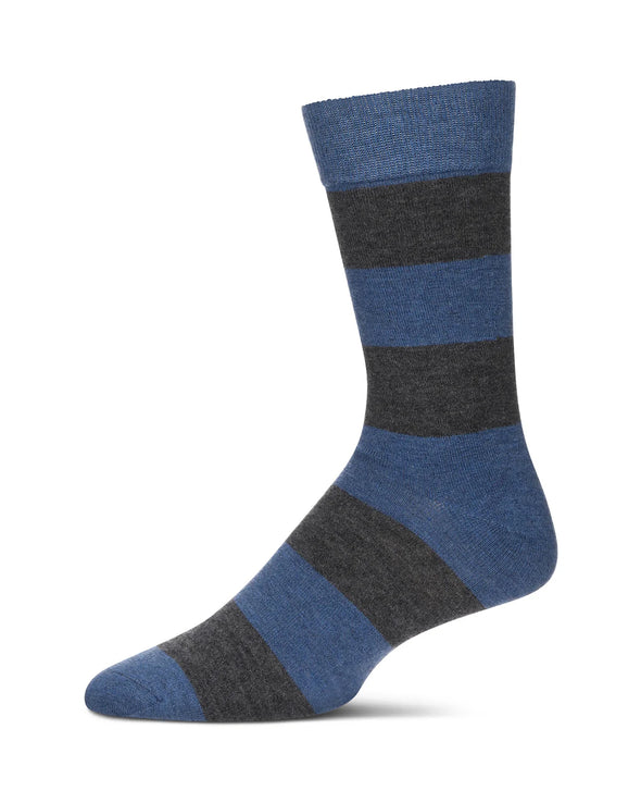 Men's Cashmere Rugby Stripe Socks in Denim