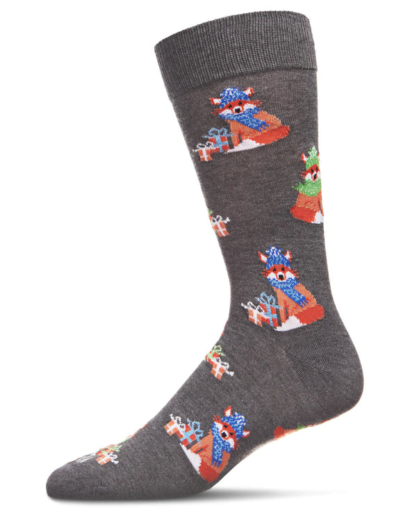 Men's Foxes with Boxes Socks in Grey Heather