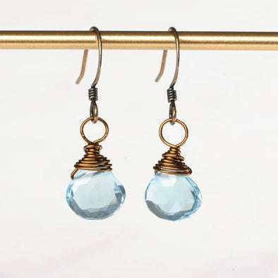 Blue Topaz Wire Wrapped Earrings