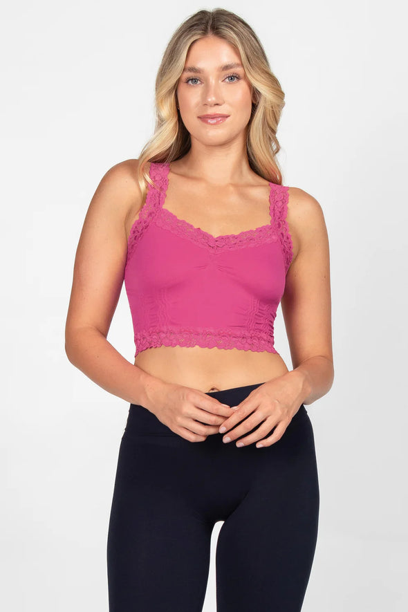 Seamless Laced Bralette Camisole in Azalea