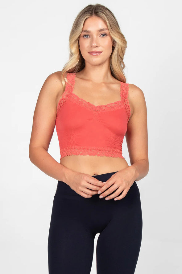 Seamless Laced Bralette Camisole in Sugar Coral