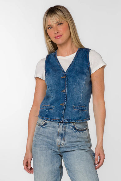 Dellis Denim Vest in Evian Blue