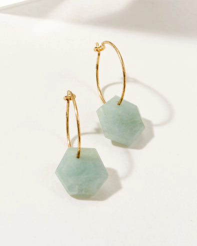 Geometry Mini Hoops in Aquamarine