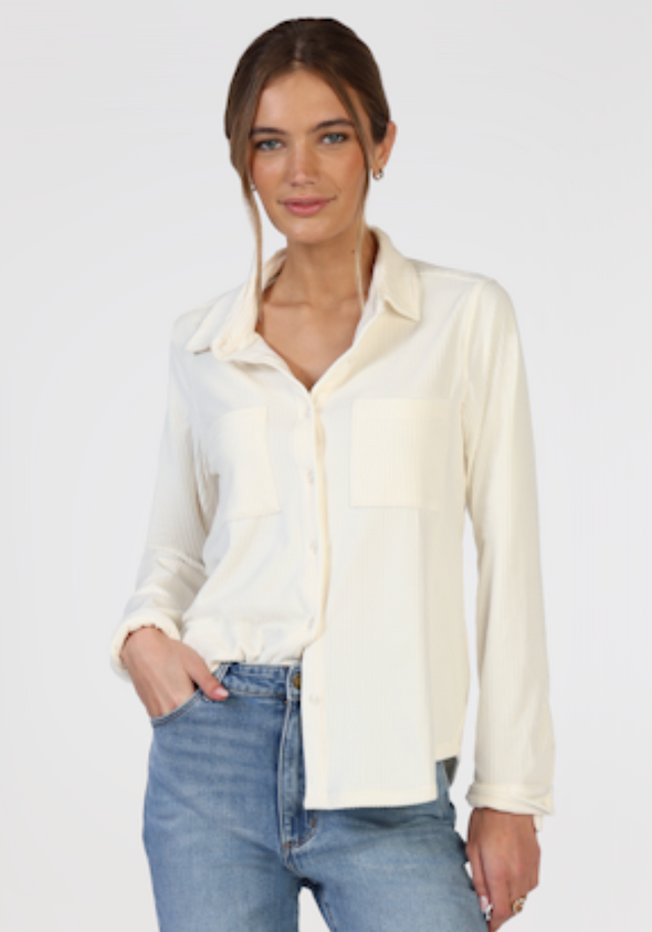 Weekender Rib Shirt in Ivory