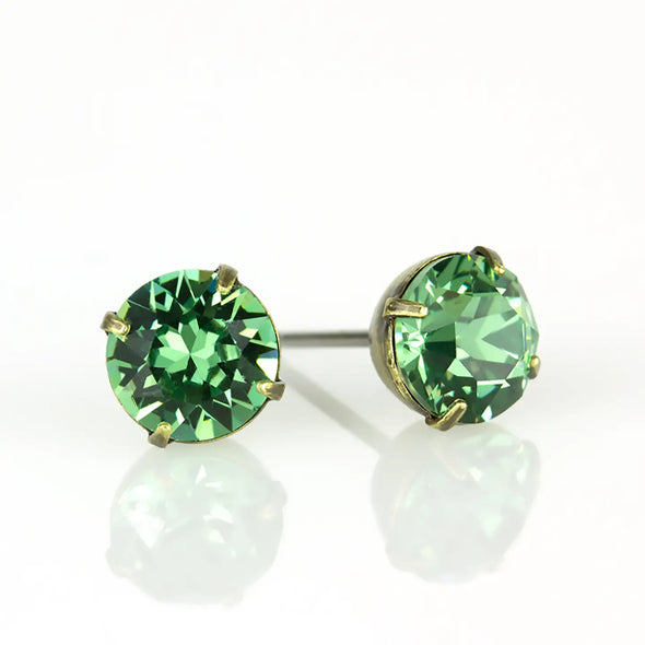 Simple Crystal Stud Earring - Brass - 6mm (ERN)