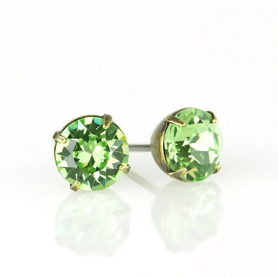 Simple Crystal Stud Earring - Brass - 6mm (PER)