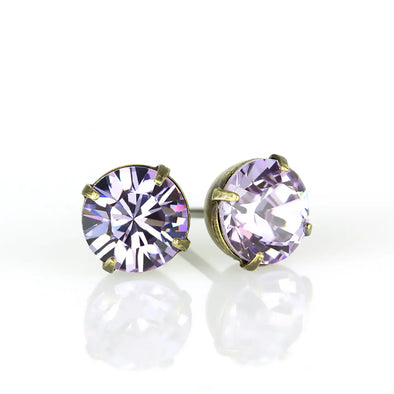 Simple Crystal Stud Earring - Brass - 6mm (VIO)