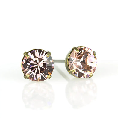 Simple Crystal Stud Earring - Brass - 6mm (VRS)