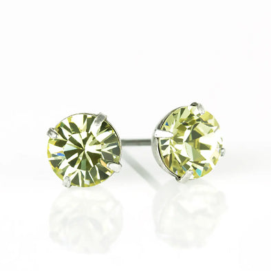 Simple Crystal Stud Earring - Silver - 6mm (JON)