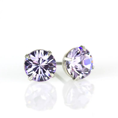 Simple Crystal Stud Earring - Silver - 6mm (VIO)