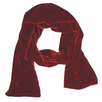 Silk Velvet Scarf in Red