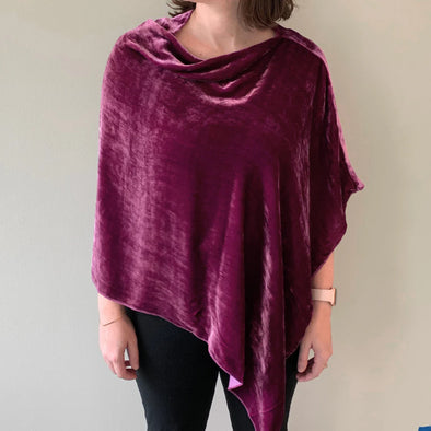 Silk Velvet Poncho in Orchid