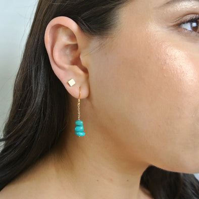 Turquoise Pebble Gold Chain Earring For Women