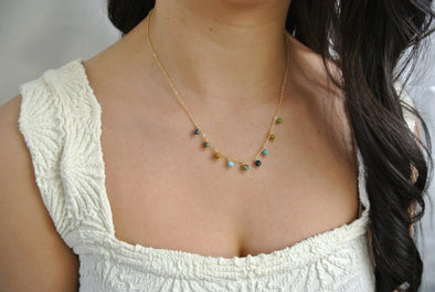 Turquoise Beaded Fringe Necklace