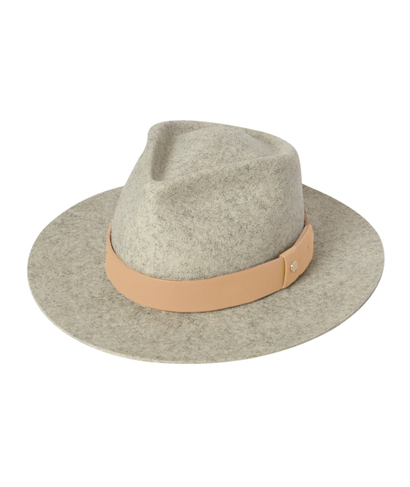 Cara Wide Brim Fedora in Light Grey Marle