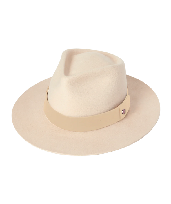 Cara Wide Brim Fedora in Nude