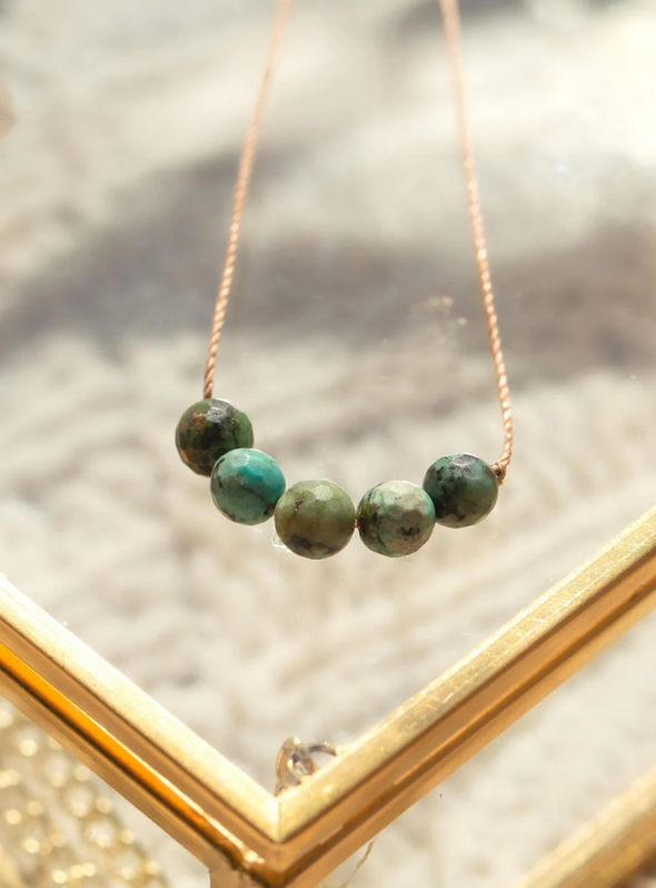 African Turquoise Intention Necklace for Growth