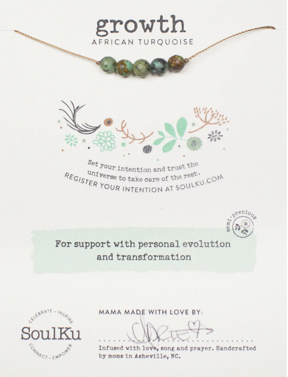 African Turquoise Intention Necklace for Growth