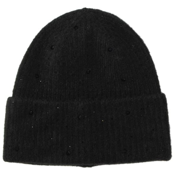 Juliet Rhinestone Beanie in Black