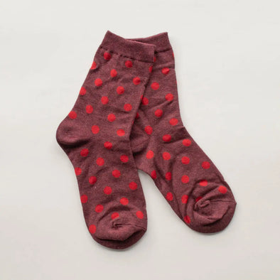 Wine Polka Dot Socks