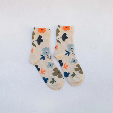 Beige Ella Floral Socks