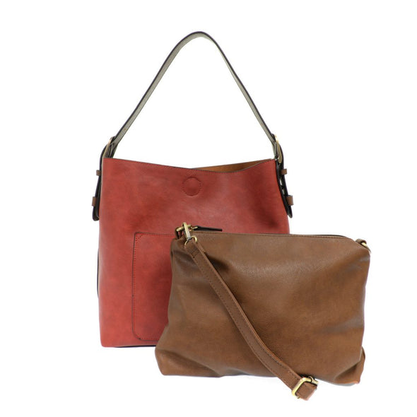 Classic Hobo Handbag in Adobe Red/Coffee