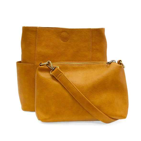 Kayleigh Side Pocket Bucket Bag in Honey