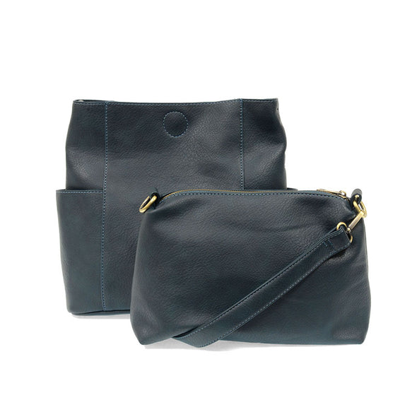 Kayleigh Side Pocket Bucket Bag in Dark Cyan