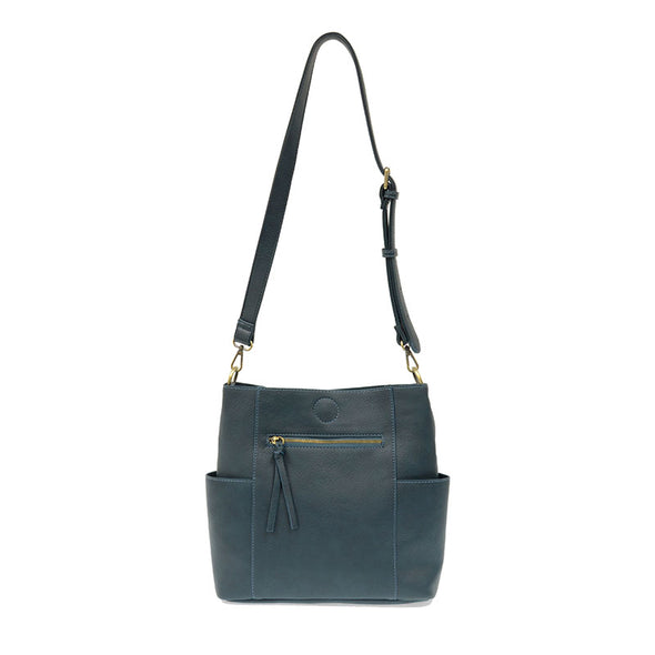 Kayleigh Side Pocket Bucket Bag in Dark Cyan