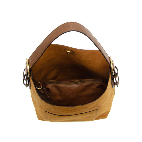 Rich Faux Suede Hobo Handbag in Toffee