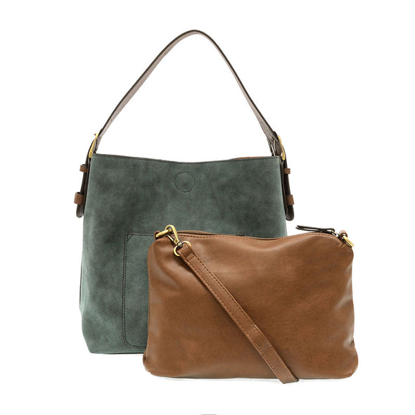 Rich Faux Suede Hobo Handbag in Deep Teal