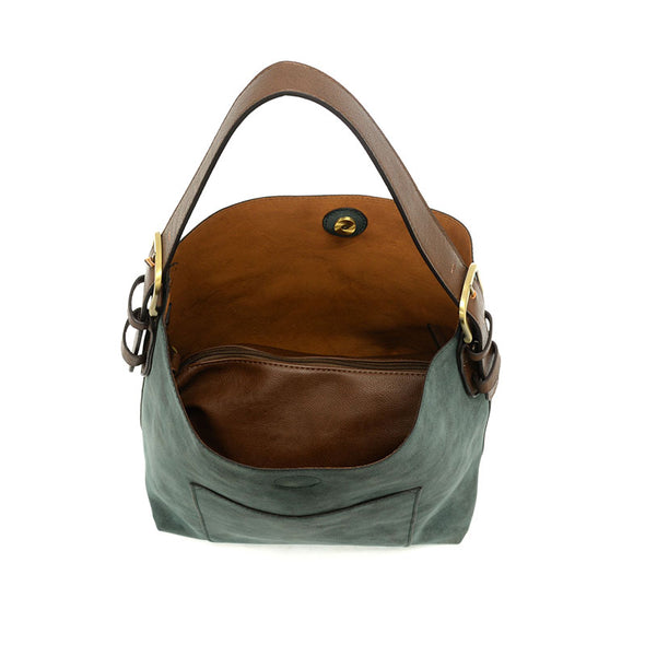 Rich Faux Suede Hobo Handbag in Deep Teal