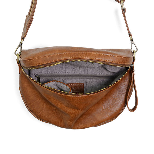 Laura Contrast Strap Sling Belt Bag in Pecan