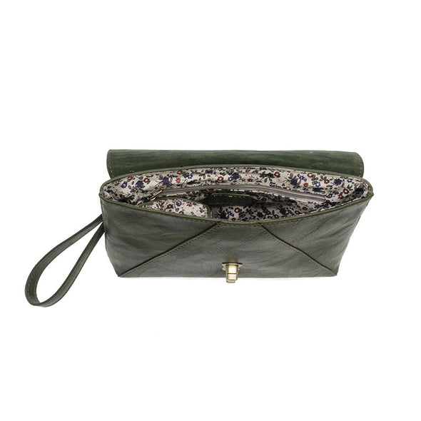 Claudia Keyhole Turnlock Envelope Crossbody in Forect Green