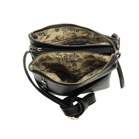 Dawn Multi Pocket Compact Crossbody Bag in Black