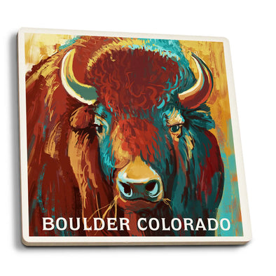 Ceramic Coaster Boulder, Colorado, Vivid Bison