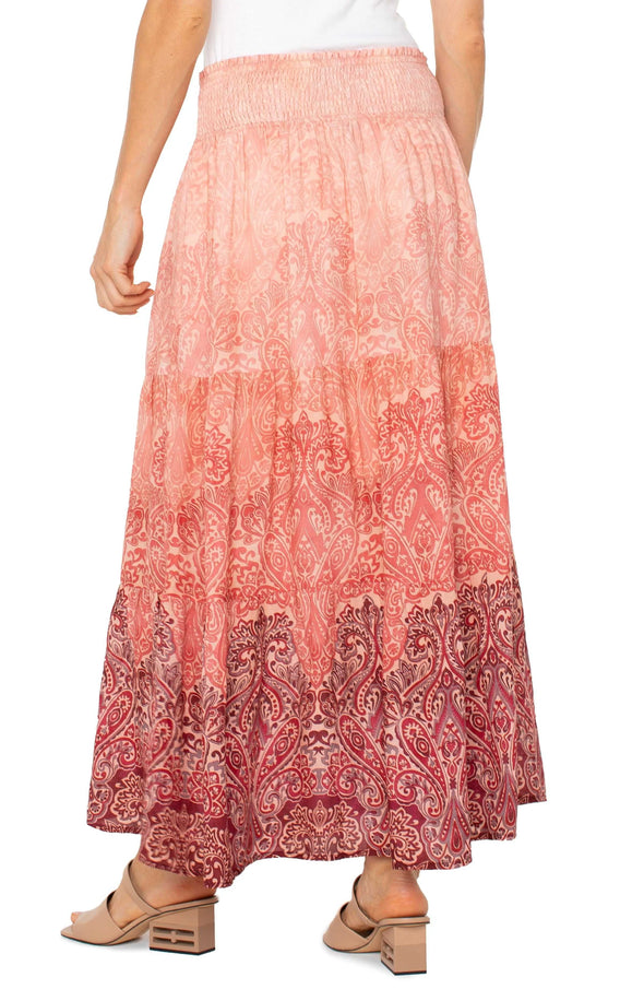 Tiered Maxi Skirt in Mauve Ombre Paisley