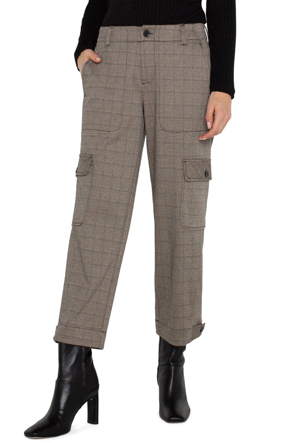 Utility Crop Cargo in Peppercorn Plaid