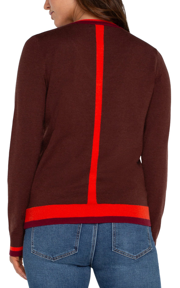 Colorblock Sweater in Retro Brown Multi